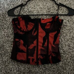 Small Edikted red and black corset top